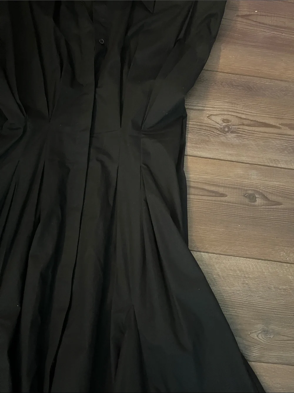 H&M Black Poplin Cotton Maxi Shirt Dress with Structured Shoulders - Picture 9 of 10